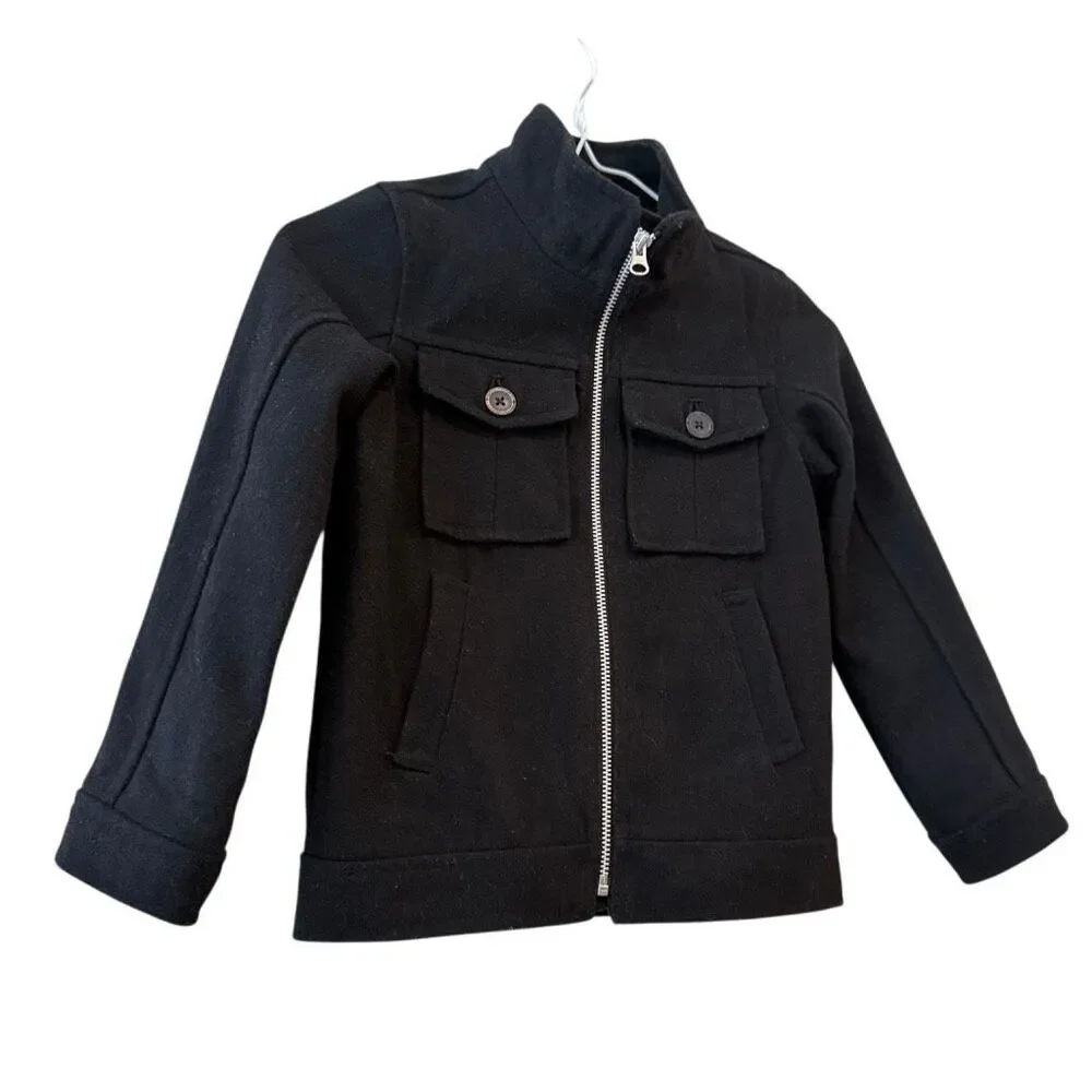 Old Navy Mock Neck Full Zip Wool Blend Long Sleeve Field Jacket Black Size XS